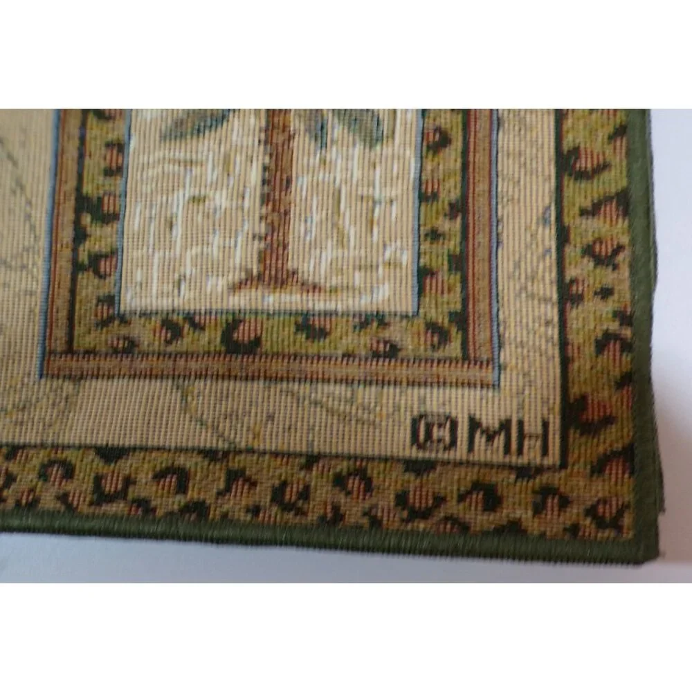vtg‎ Palm Tree Tapestry Placemats Six Tropical Bombay BeachCore Green trim READ